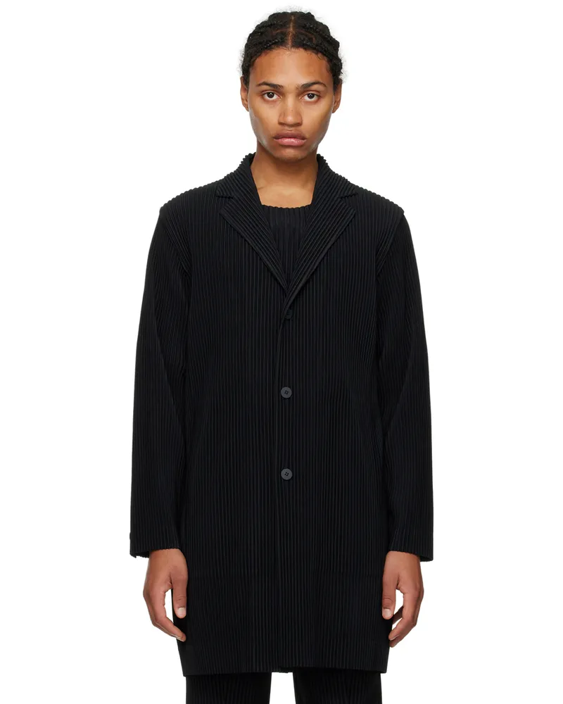 Issey Miyake Black Single-Breasted Coat 15-black