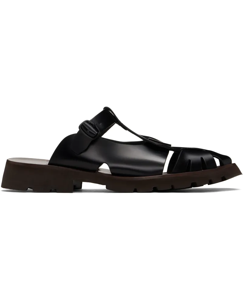 HEREU Black Canya Sport Leather Sandals Black