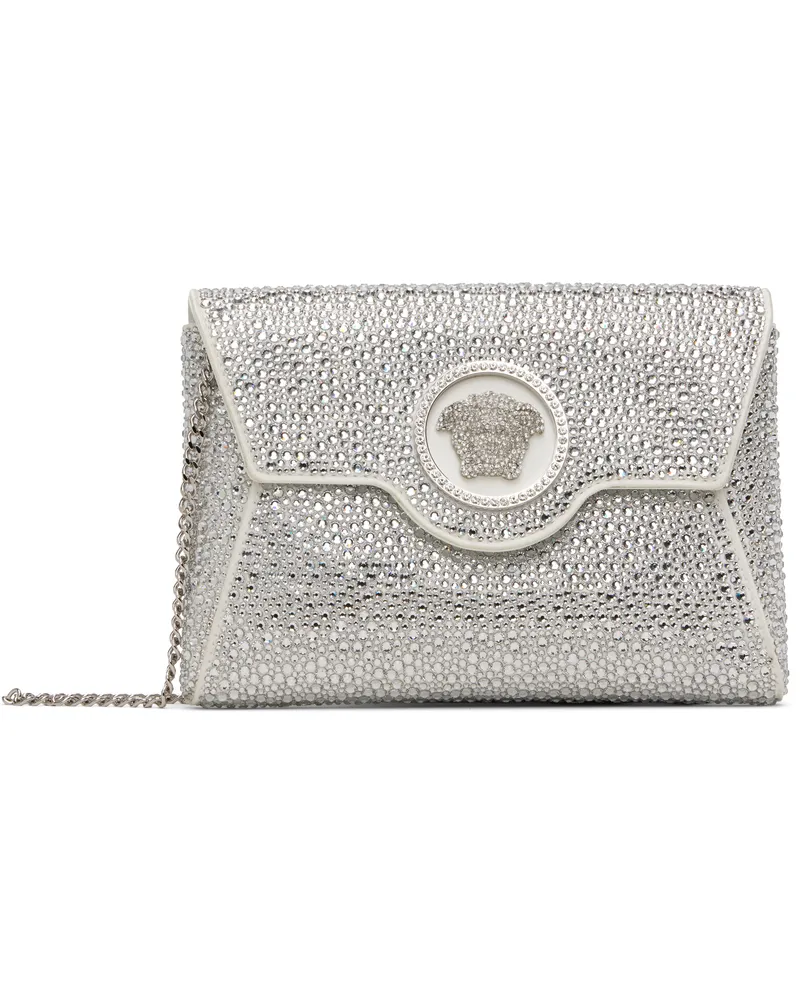 Versace Silver Crystal 'La Medusa' Envelope Clutch 1w00p-optical