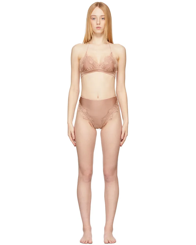 Oséree Pink High Waisted Travaillé Bikini Champagne
