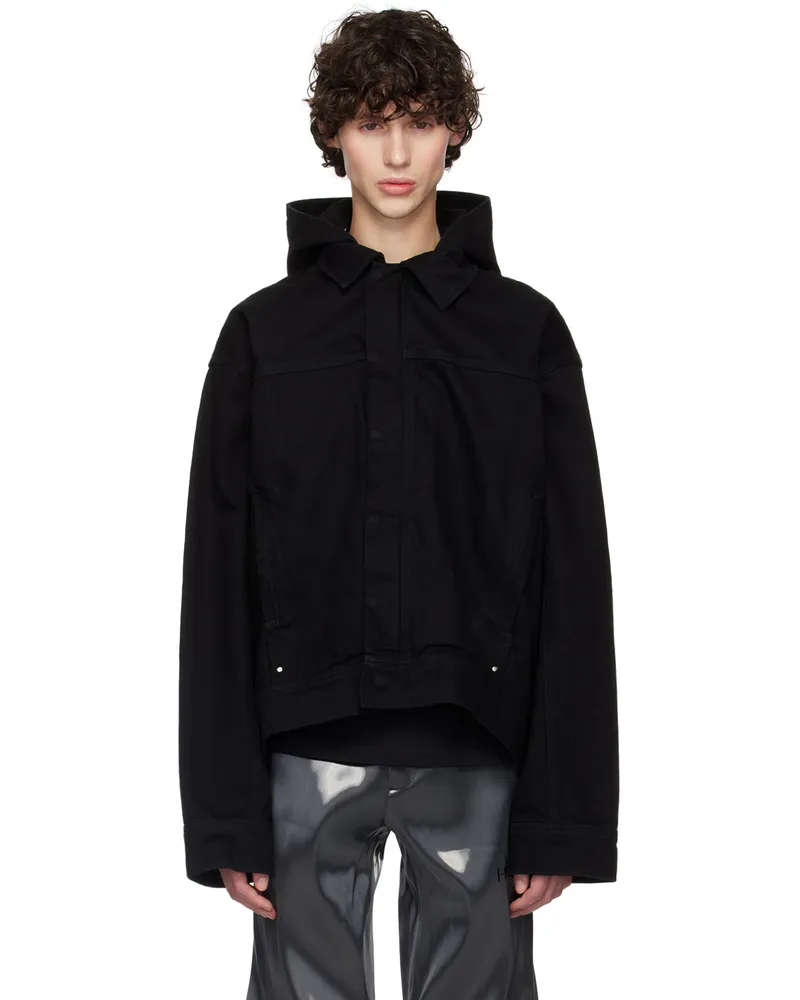 Heliot Emil Black Hooded Denim Jacket Black