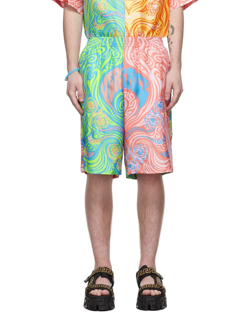 Versace Multicolor Silk Shorts 5x000