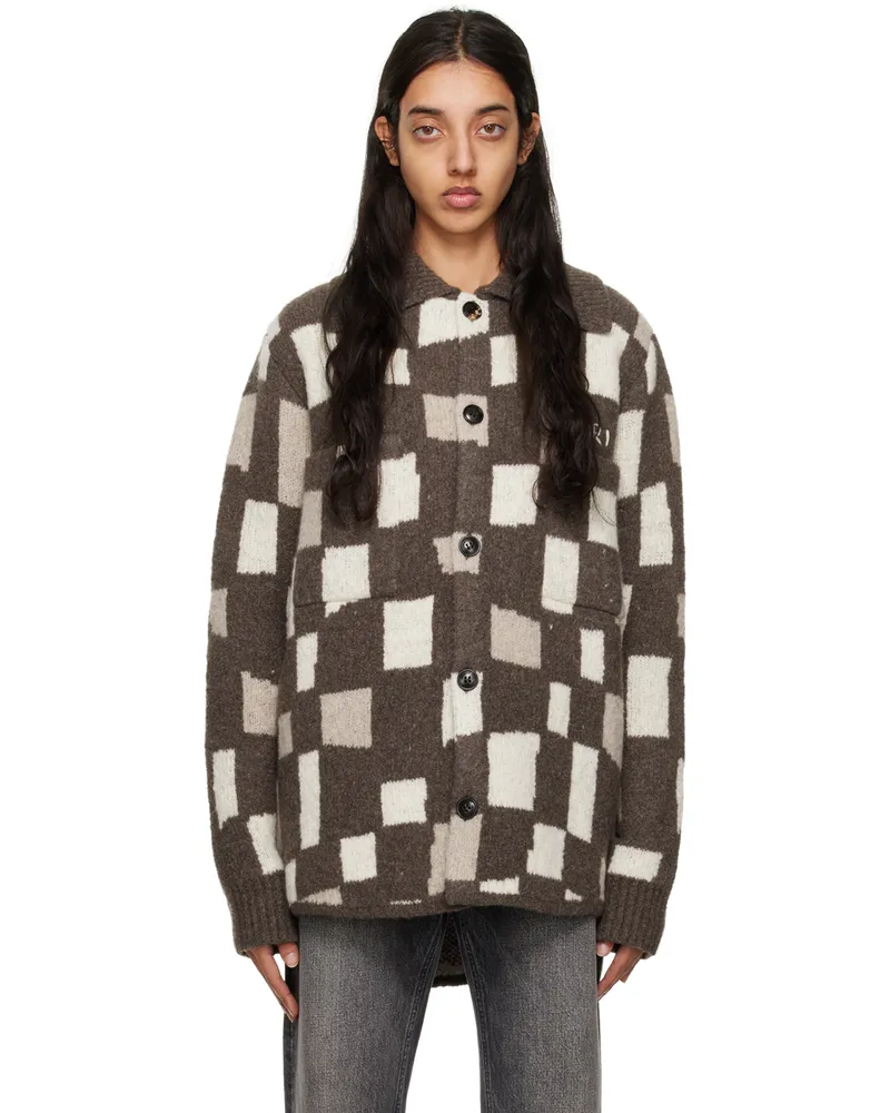 Amiri Brown Checkered Jacket Brown