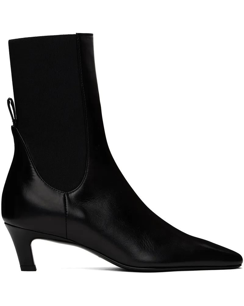 Totême Black 'The Mid Heel' Leather Boots 200