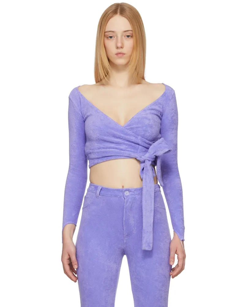 Maisie Wilen Purple Terrycloth Dramady Cardigan Iris