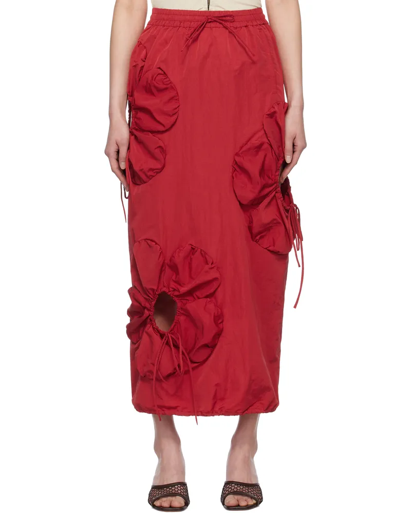 J.KIM Red Flower Maxi Skirt Red