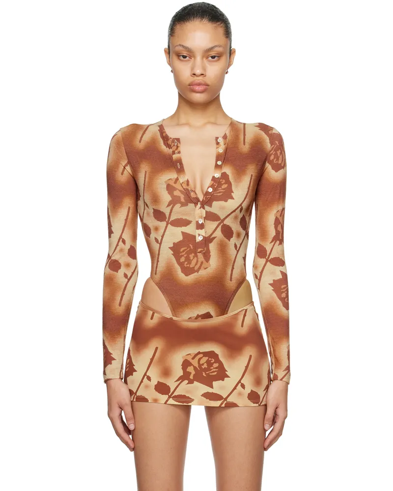 Miaou Orange Carrie Bodysuit Stenciled