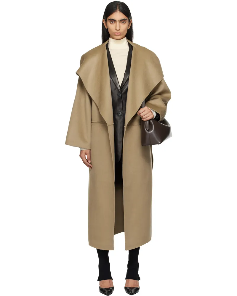 Totême Taupe Signature Wool Cashmere Coat Truffle