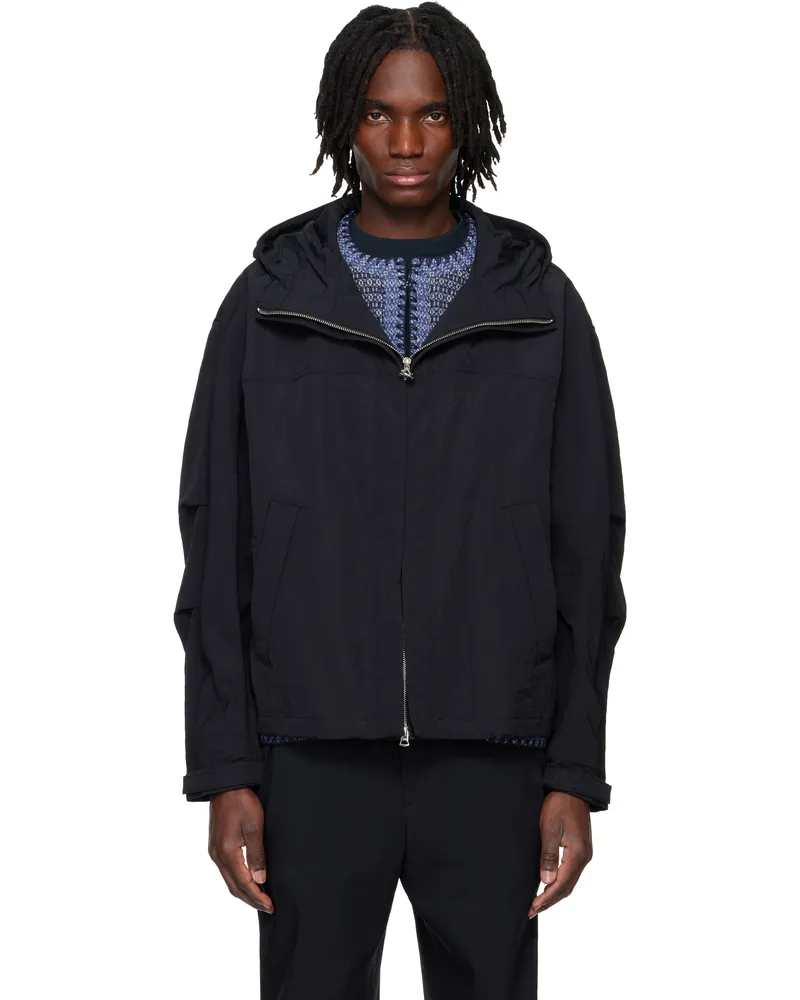 SOLID HOMME Black Grunge Hoodie Shell Parka Jacket 312b
