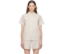 Off-White & Brown Short Sleeve Pyjama Shirt