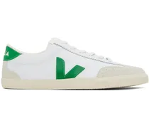 White & Green Volley Canvas Sneakers
