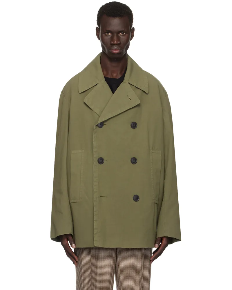 Dries van Noten Khaki Double Breasted Coat 606