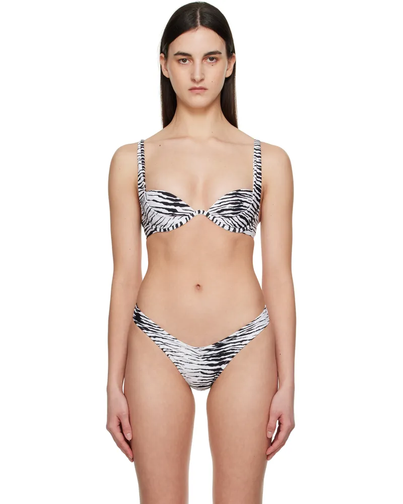 Miaou White & Black Cora Bikini Top Zebra