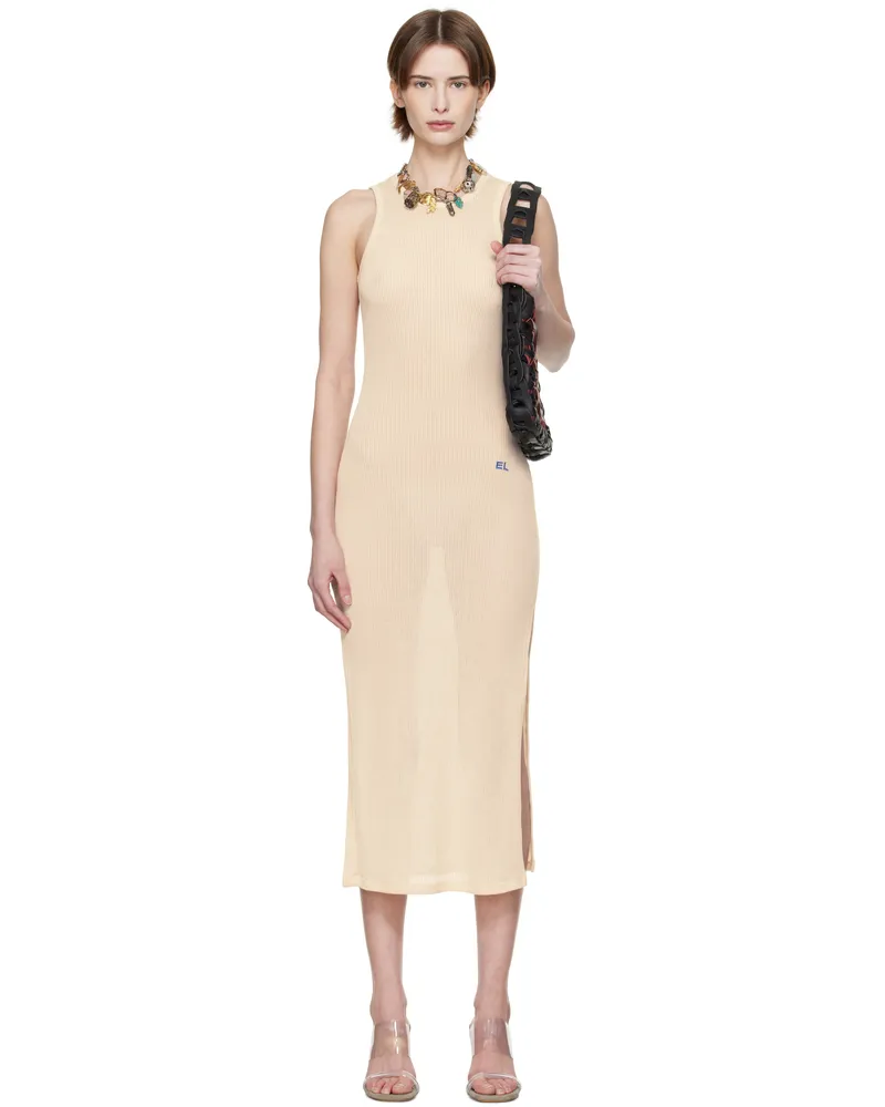 Eckhaus Latta Beige Spiral Midi Dress Oat