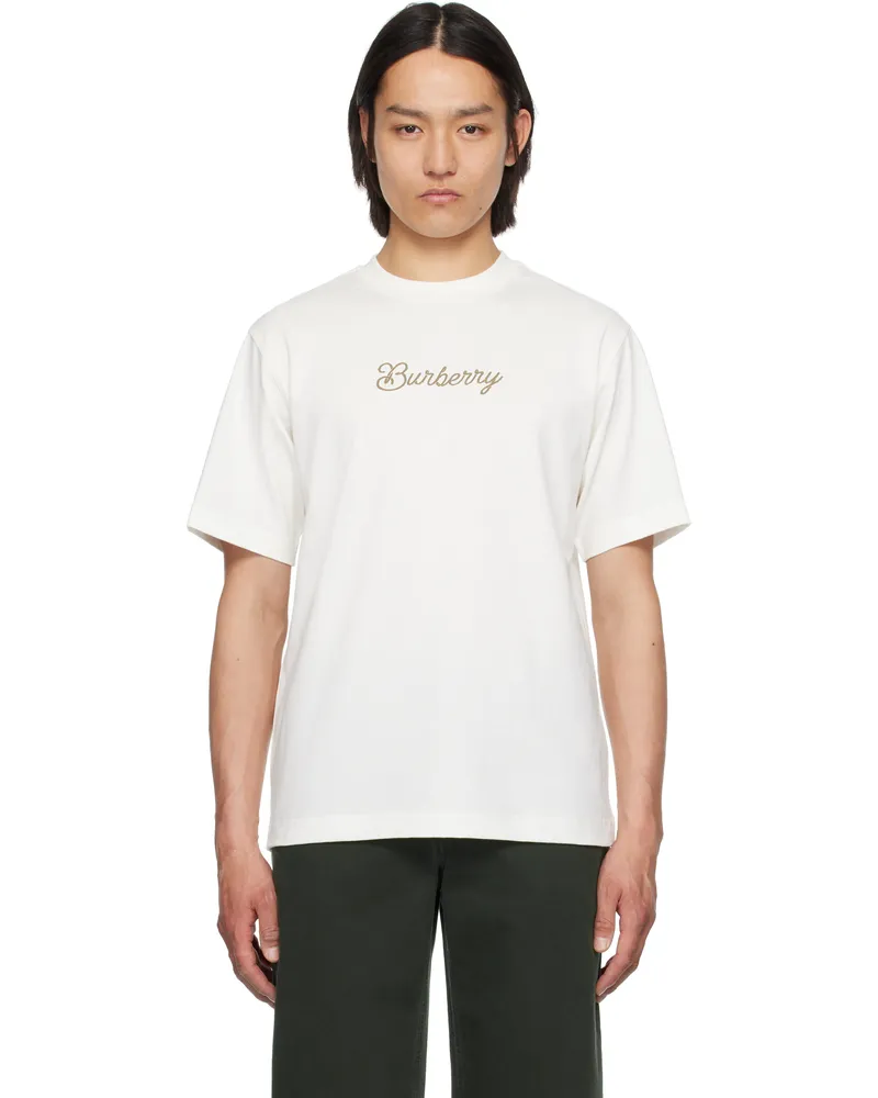 Burberry Off-White Surfer Knight Cotton T-shirt Chalk
