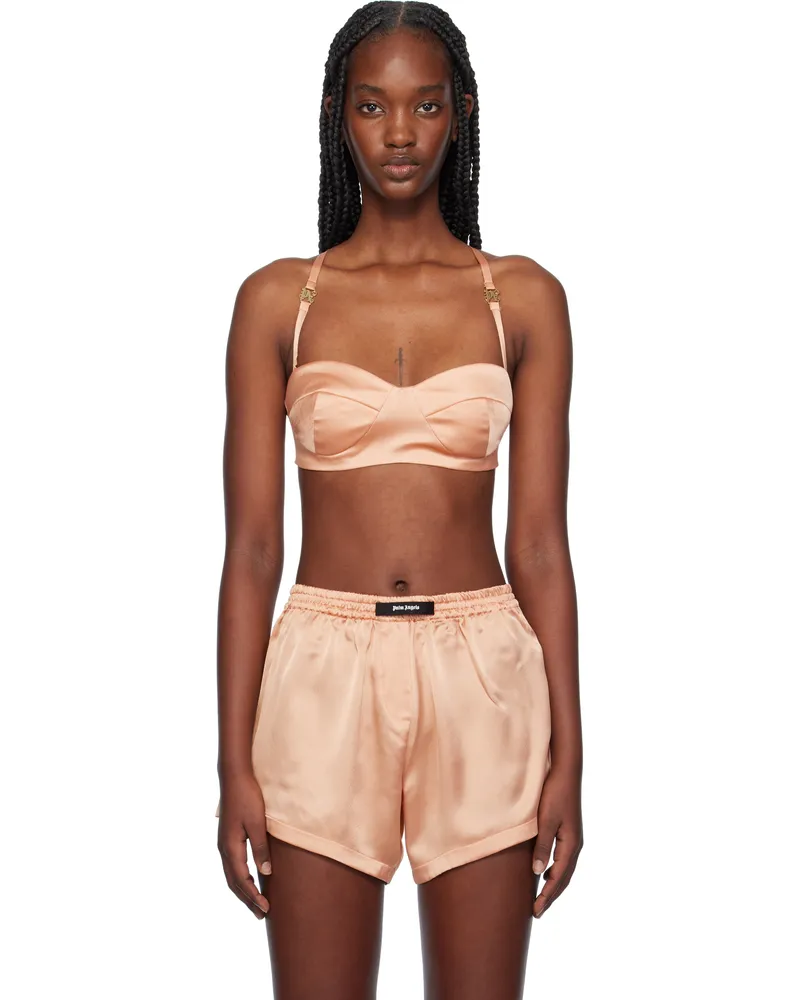 Palm Angels Pink Monogram Balconette Bra Rose