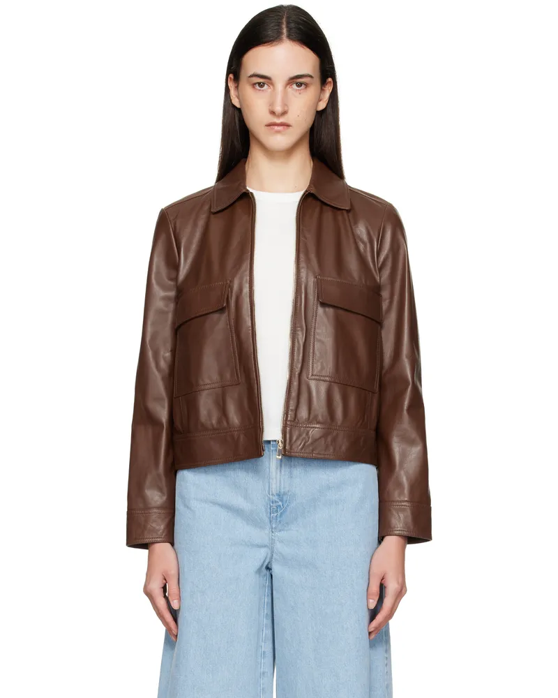 Max Mara Brown Nepet Leather Jacket 002