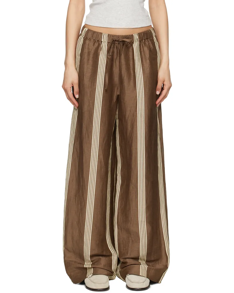Rag & Bone Brown Olivia Linen Trousers Brwstripe