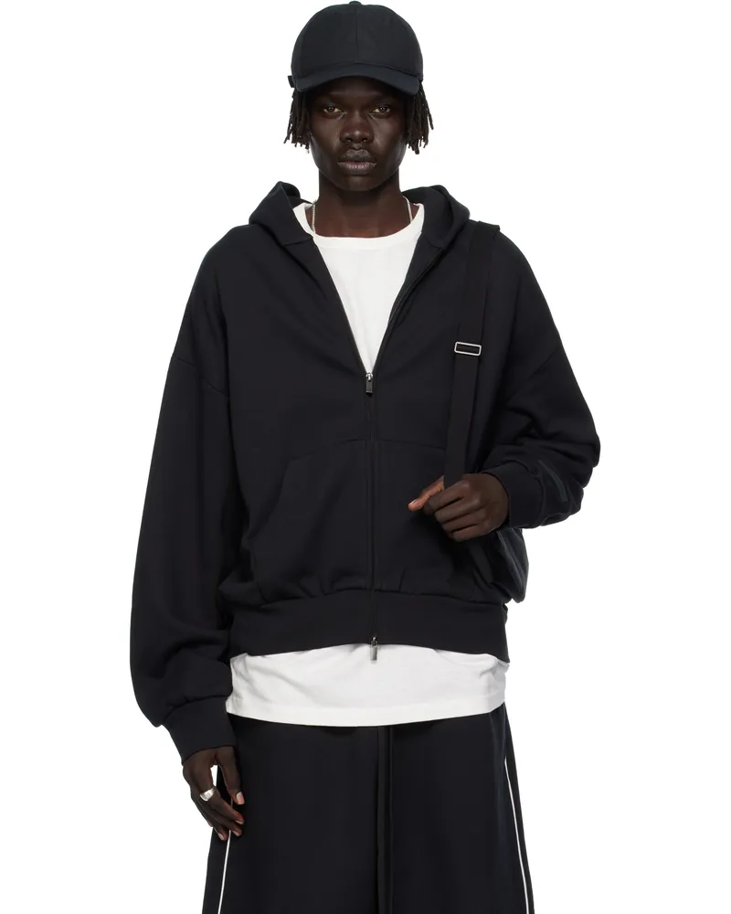 Fear of God Black Classic Fit Fleece Zip-Up Hoodie Jet