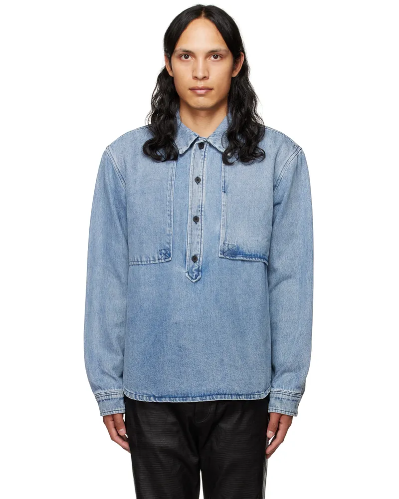 RTA Blue Grian Utility Shirt Blue