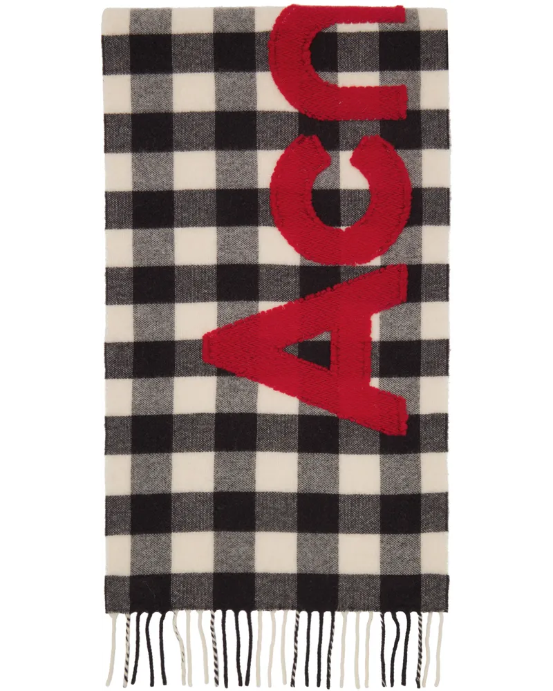 Acne Studios Gray & White Check Logo Scarf Djcarbon