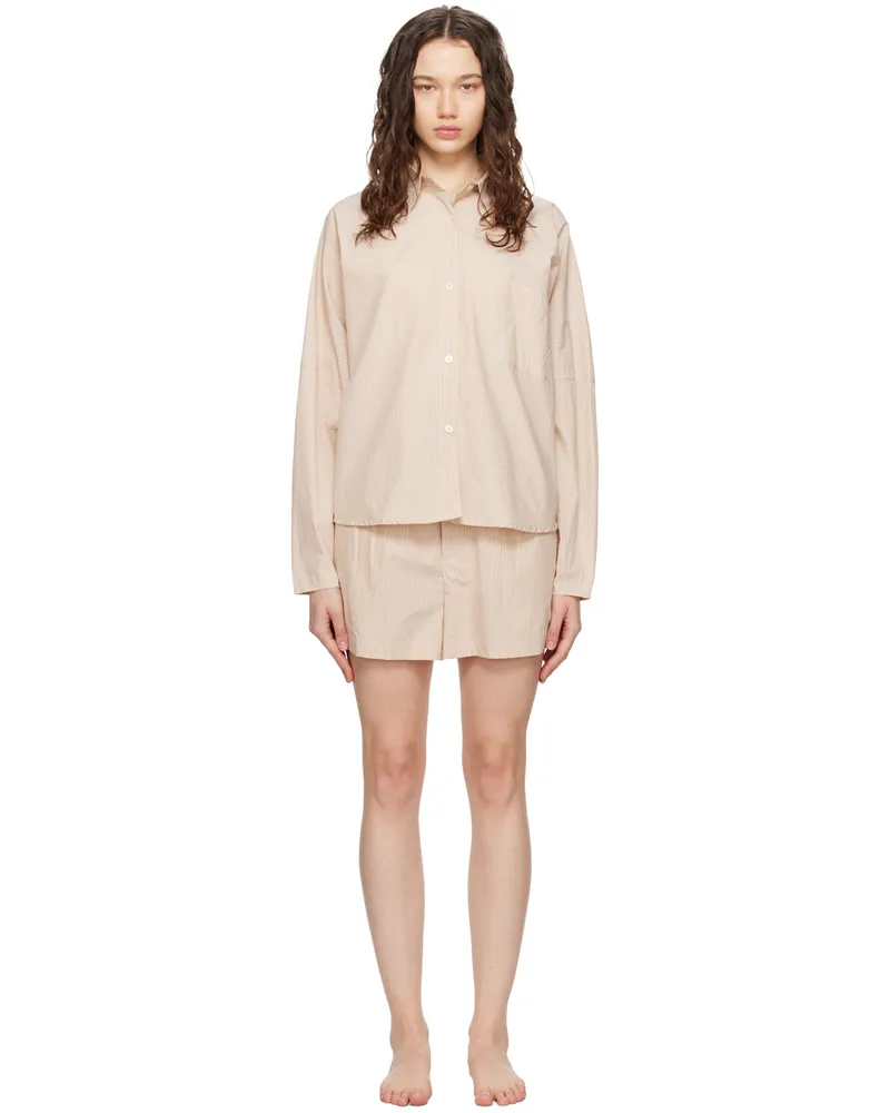 Deiji Studios Beige 'The Curved' Shirt & Shorts Set Sand