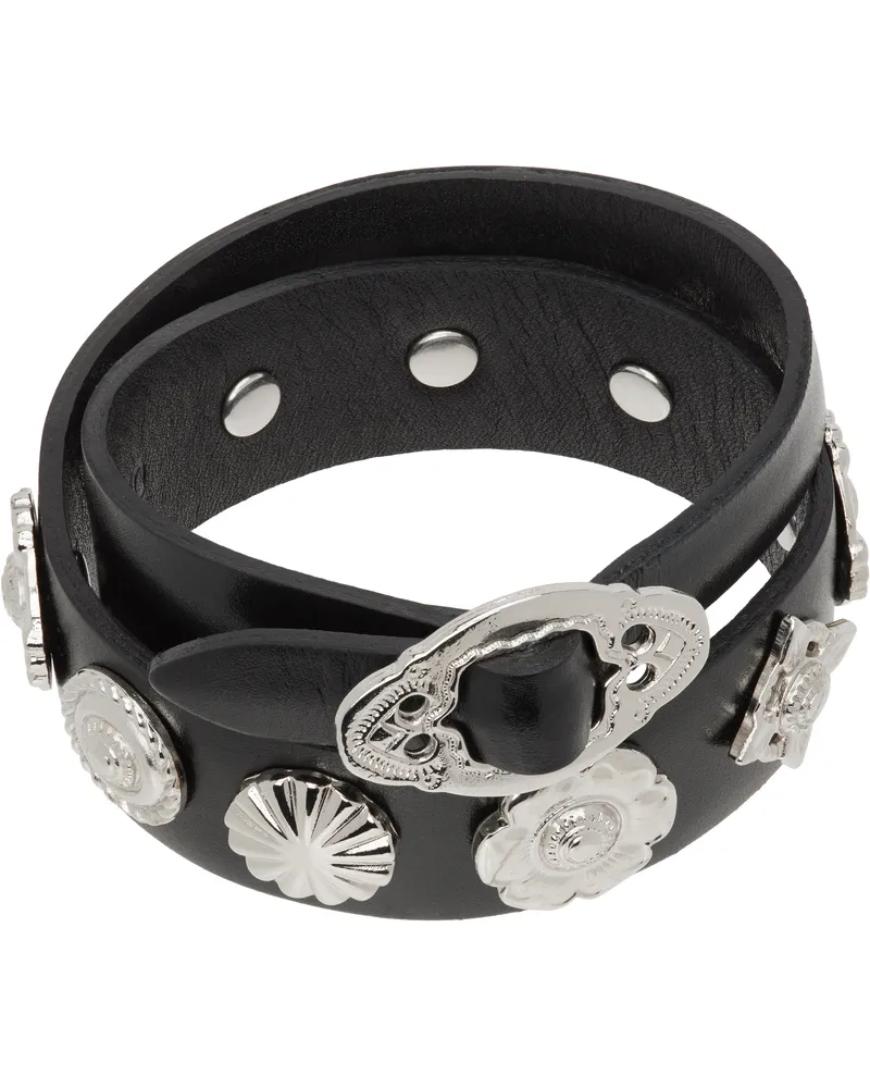 Toga Black Double Leather Bangle Bracelet 26