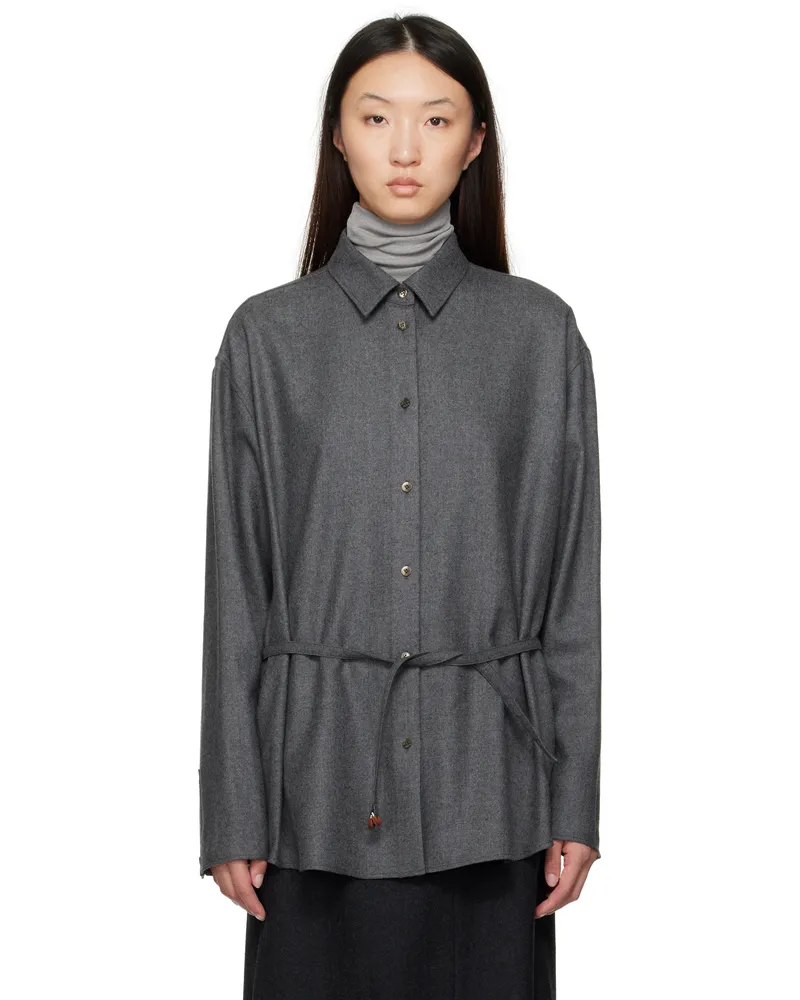 LE 17 SEPTEMBRE Gray Oversized Belted Shirt Gray