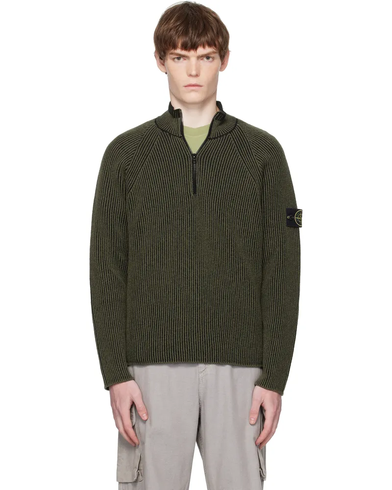 Stone Island Khaki 5100024 Full Rib RWS Wool Sweatshirt V0054