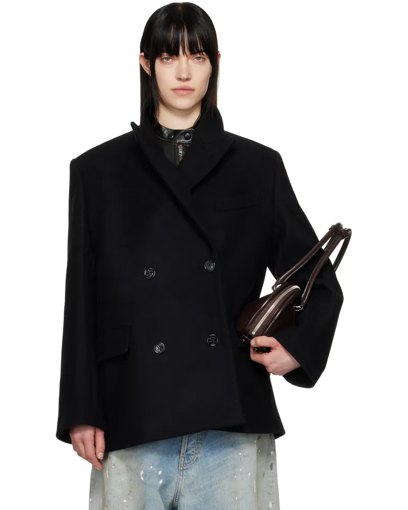 Acne Studios Black Double-Breasted Wool Coat 900