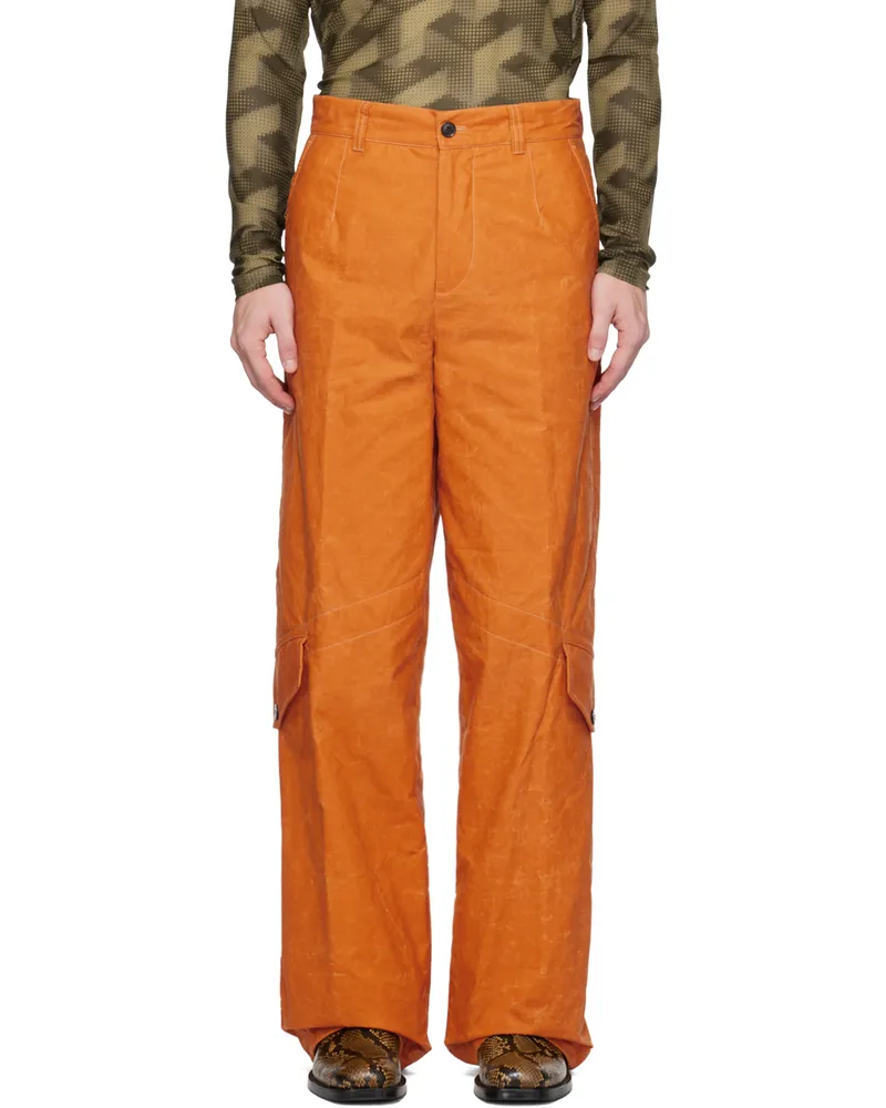 Dries van Noten Orange Wide Leg Cargo Pants 353