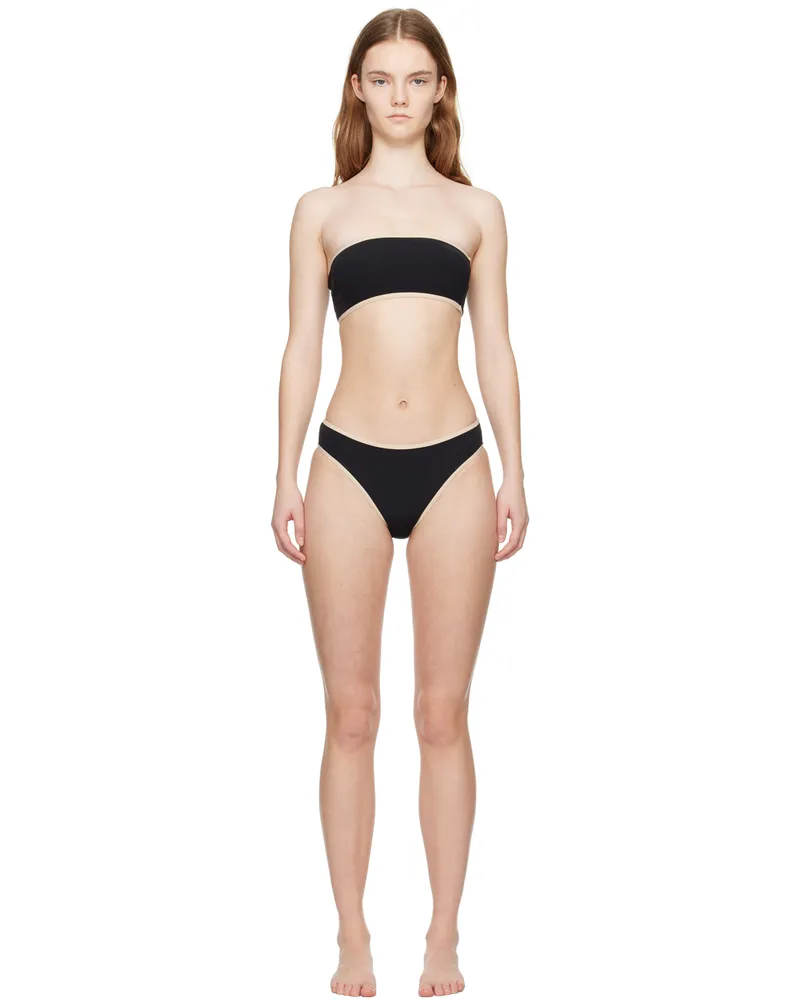 Totême Black Stripe Edge Bikini Top 001