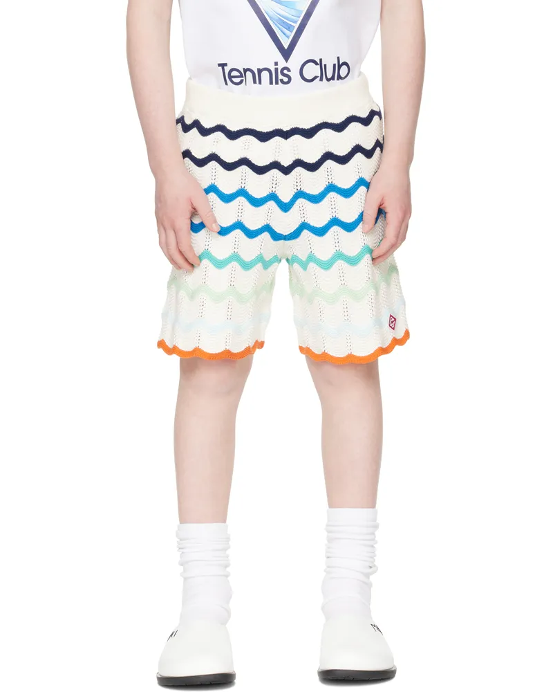 Casablanca Paris Kids Off-White Gradient Wave Crochet Shorts Knit