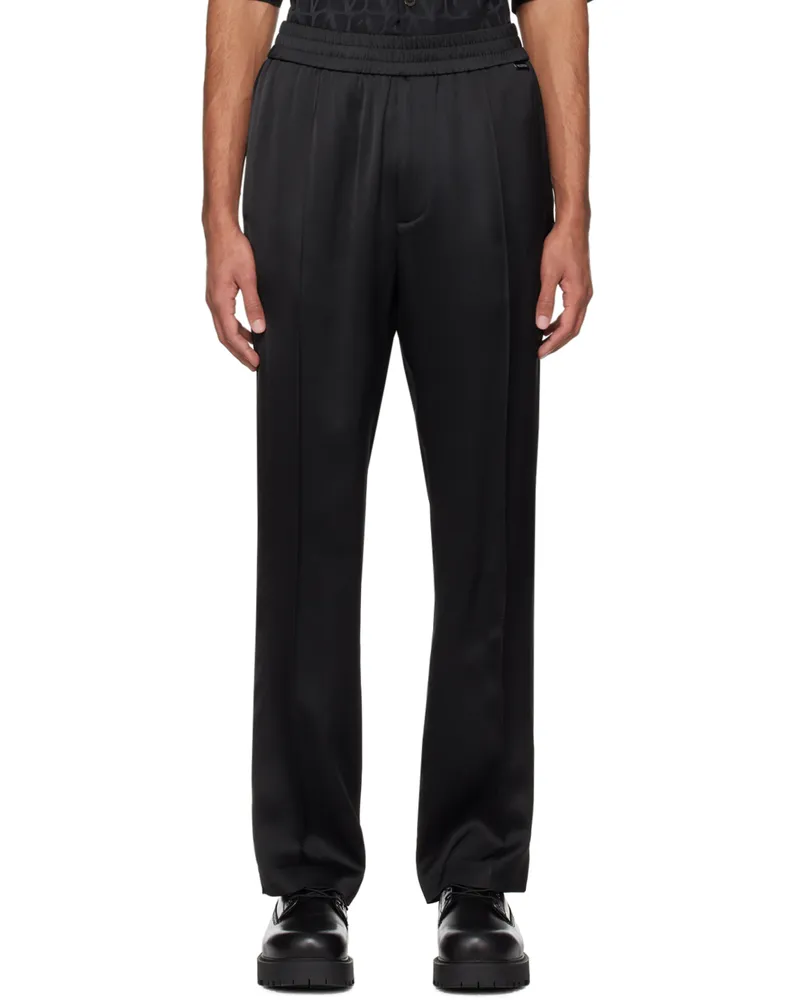 Valentino Garavani Black Elasticized Trousers Nero