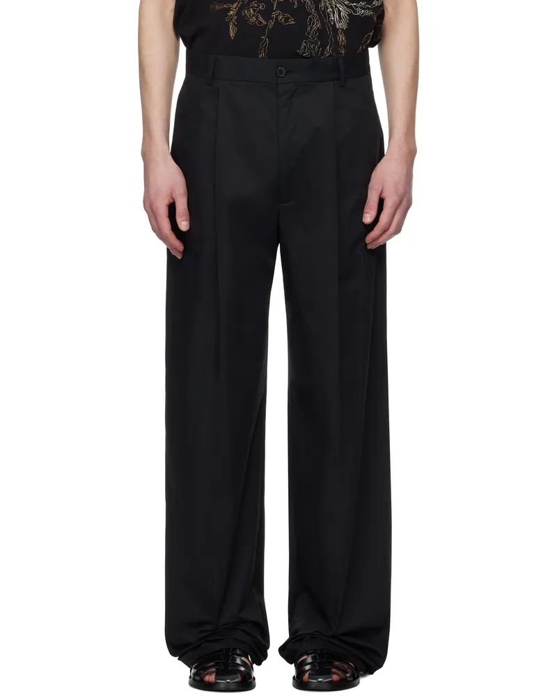 Dries van Noten Black Pleated Trousers 900
