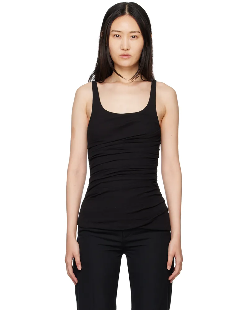 Subtle Le Nguyen Black Draped Tank Top Black