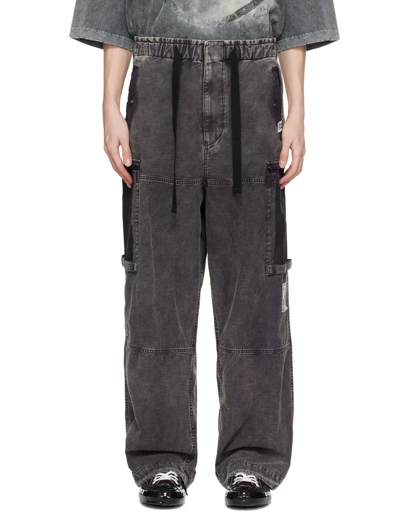 MIHARAYASUHIRO Black Cotton Satin Cargo Pants Black