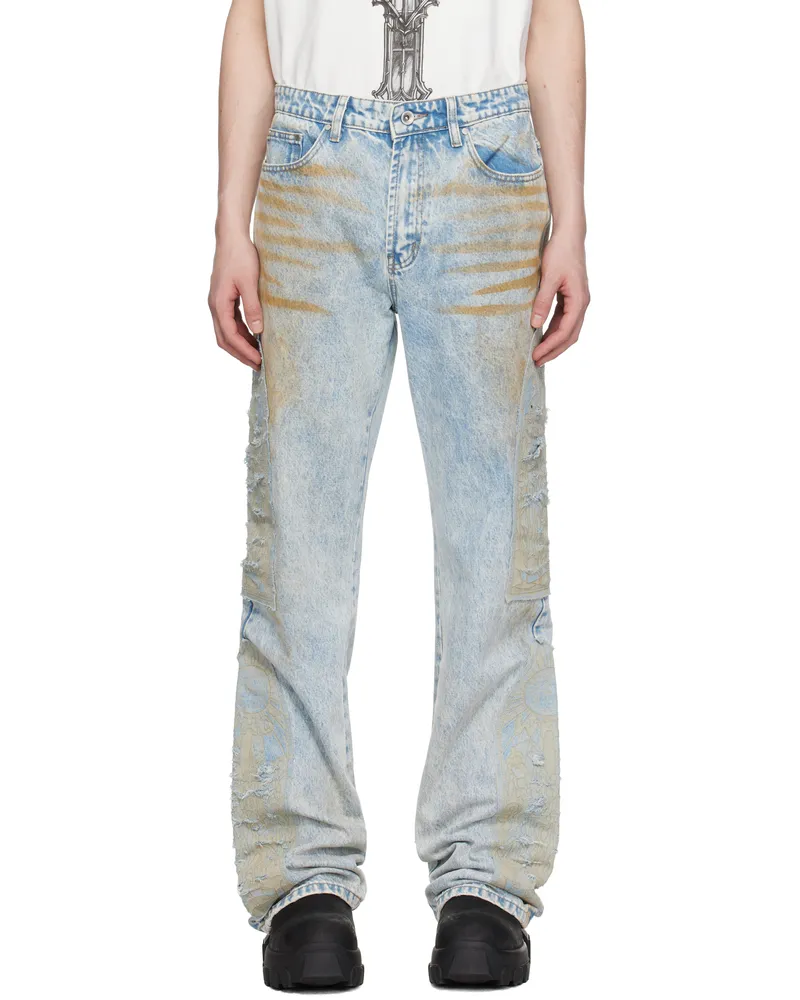 WHO DECIDES WAR Blue Mechanic Signature Jeans Denim
