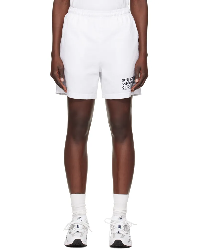 SPORTY & RICH White USA 'Wellness Club' Gym Shorts 48