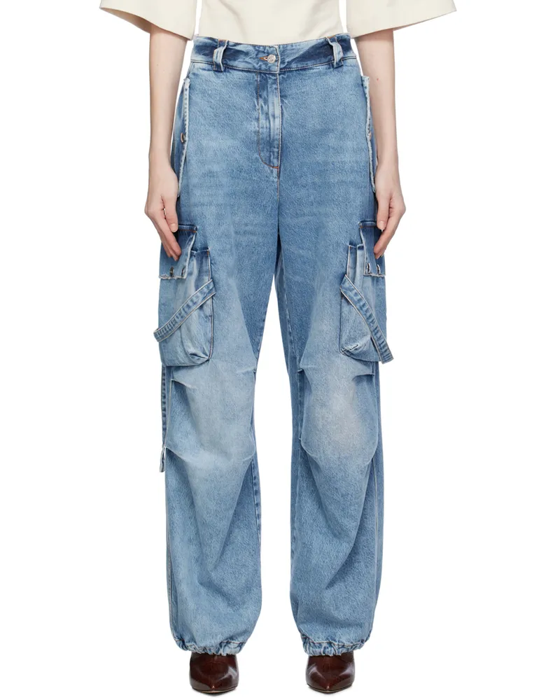 MSGM Blue Cargo Pocket Jeans 85