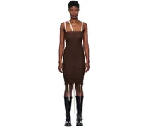 Brown Hewn Strap Minidress
