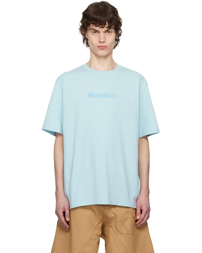 J.W.Anderson Blue Flocked Logo T-shirt 806
