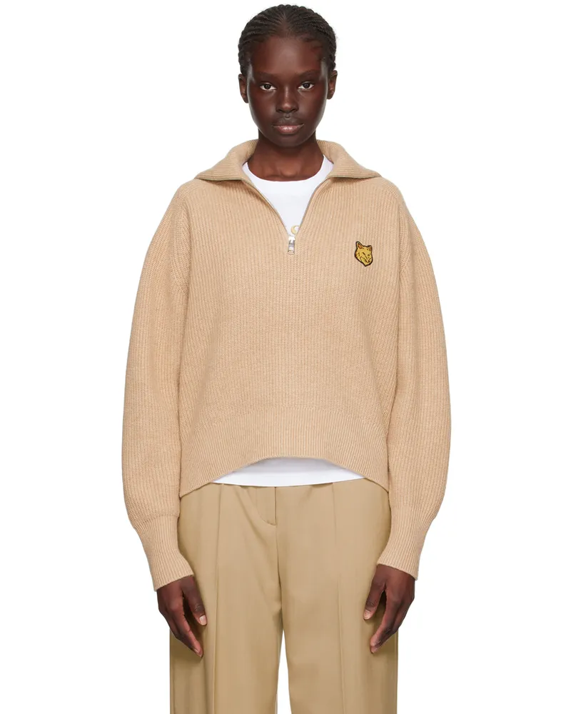 Kitsuné Beige Bold Fox Head Sweater Beige