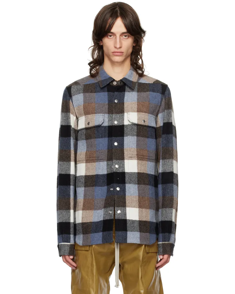 Rick Owens Blue Porterville Check Shirt 36p