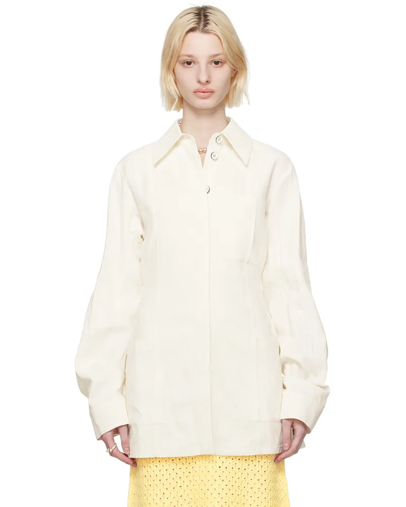 Jil Sander White Pointed Collar Jacket 104