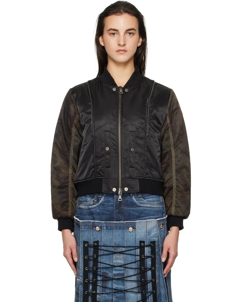 Andersson Bell Black Mesh Sleeve Bomber Jacket Black