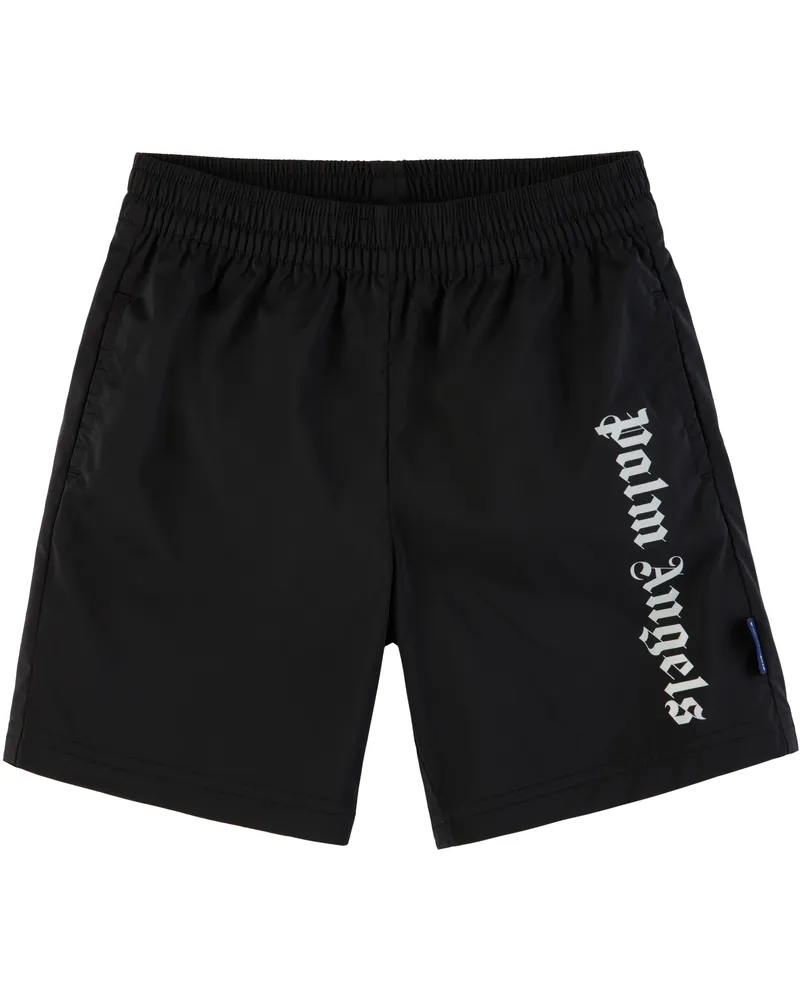 Palm Angels Kids Black Overlogo Swim Shorts Black