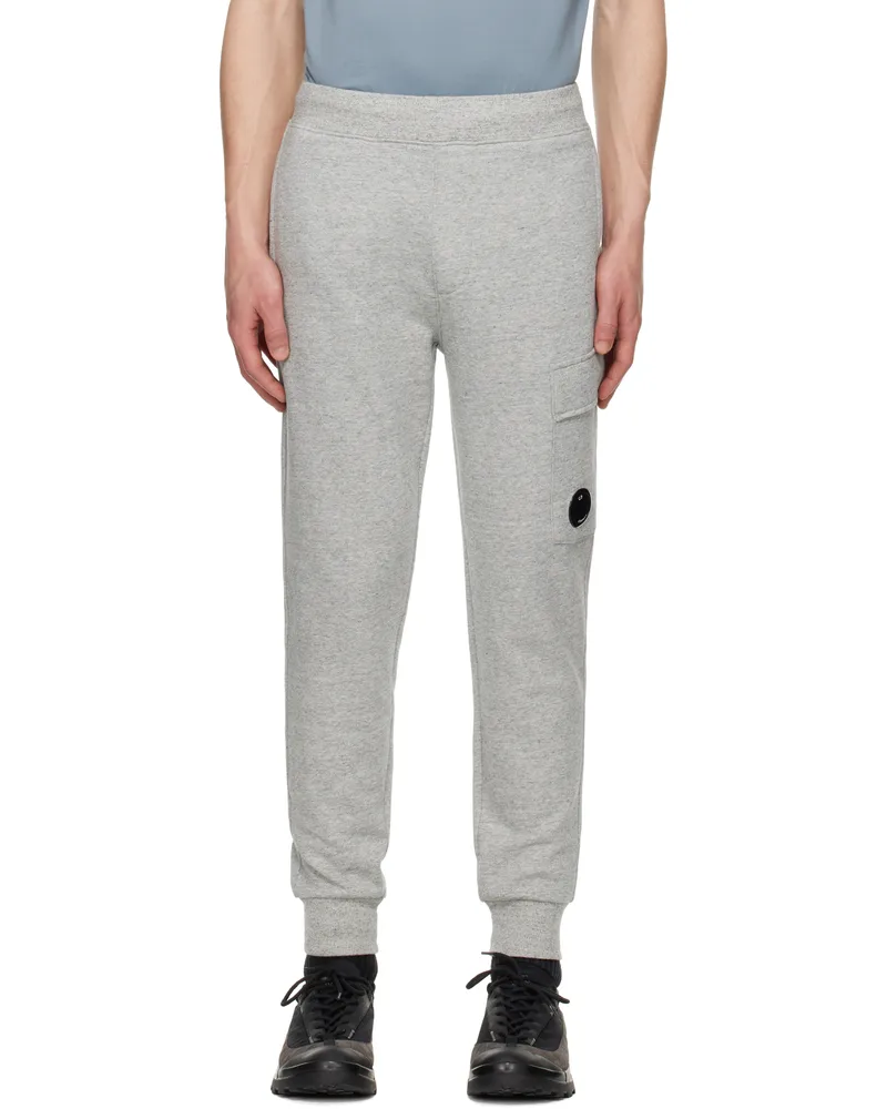 C.P. Company Gray Diagonal Raised Fleece Lens Sweatpants M93