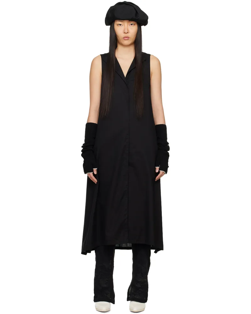 Yohji Yamamoto Black Sleeveless Midi Dress Black