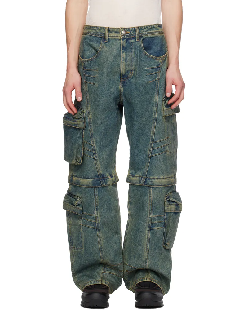 Andersson Bell Blue Coated Wide-Leg Jeans Army